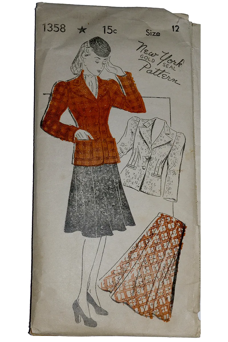 1940s New York 1358 Sewing Pattern for Skirt & Jacket