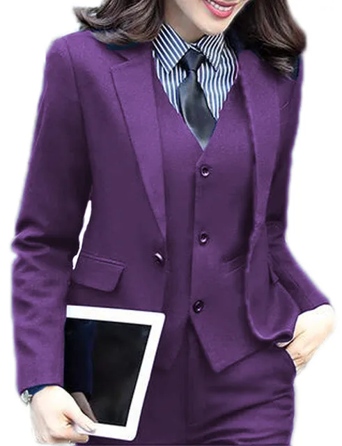 3 Piece Elegant Formal Business Lady Office Suit Set Work Wear Ashore Shop