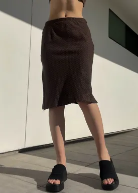 90’s Brown   Black Plaid Midi Skirt (29”)