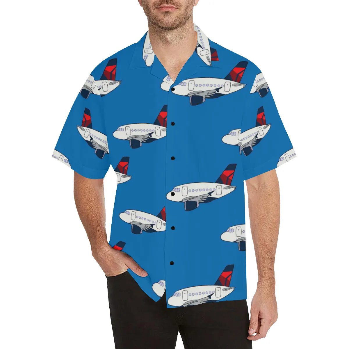 A320 MOTHER D LIGHT BLUE HAWAIIAN SHIRT