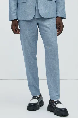 Bahamas Straight Linen Trousers - Blue
