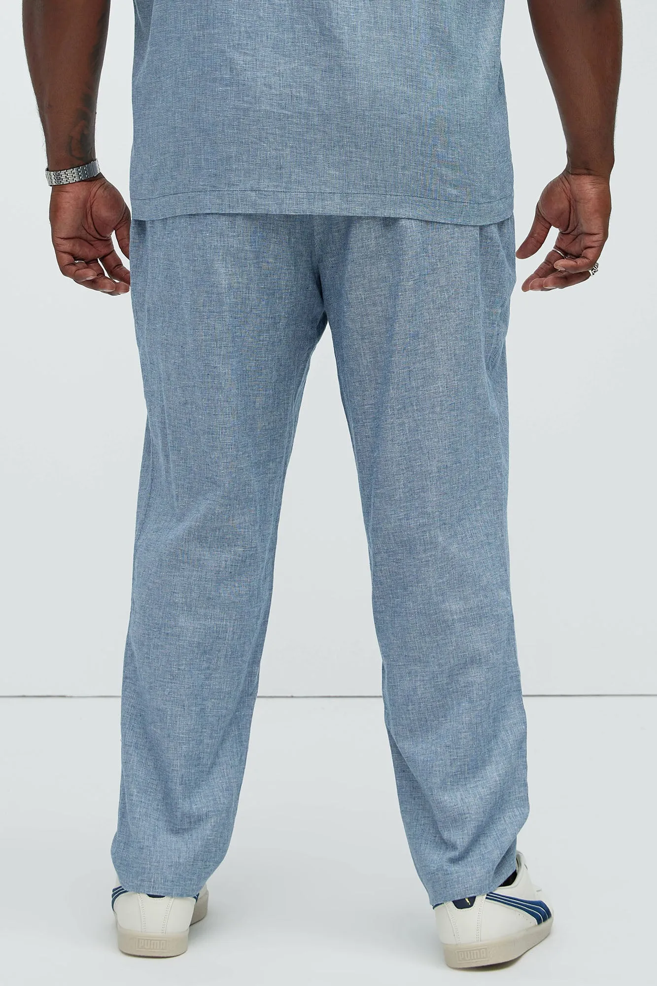 Bahamas Straight Linen Trousers - Blue