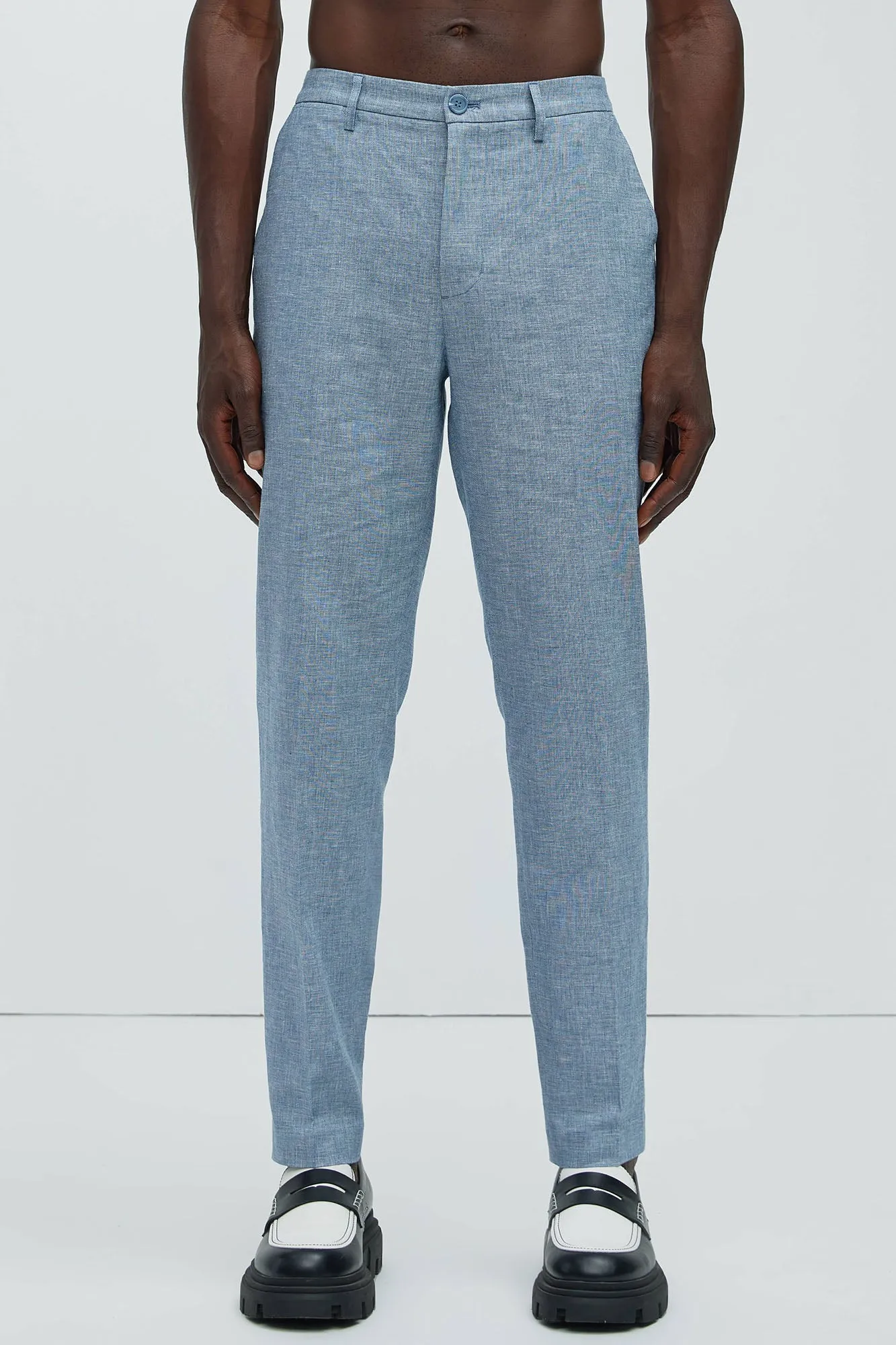 Bahamas Straight Linen Trousers - Blue