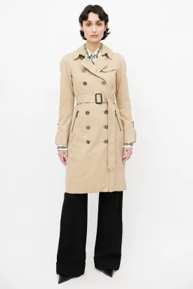 Beige Zipper Trench Coat