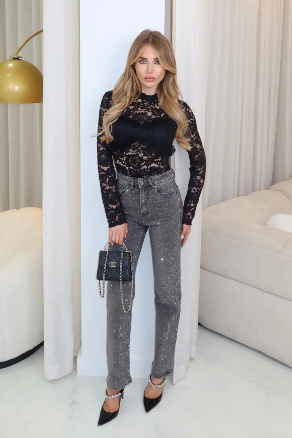 Cassi grey diamante jeans