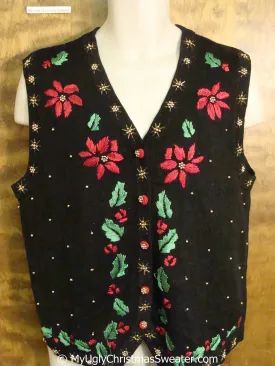 Cheap Poinsettias and Ivy Themed Christmas Sweater Vest