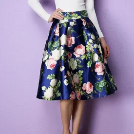 Colorful and Flower Design Vintage print skirt