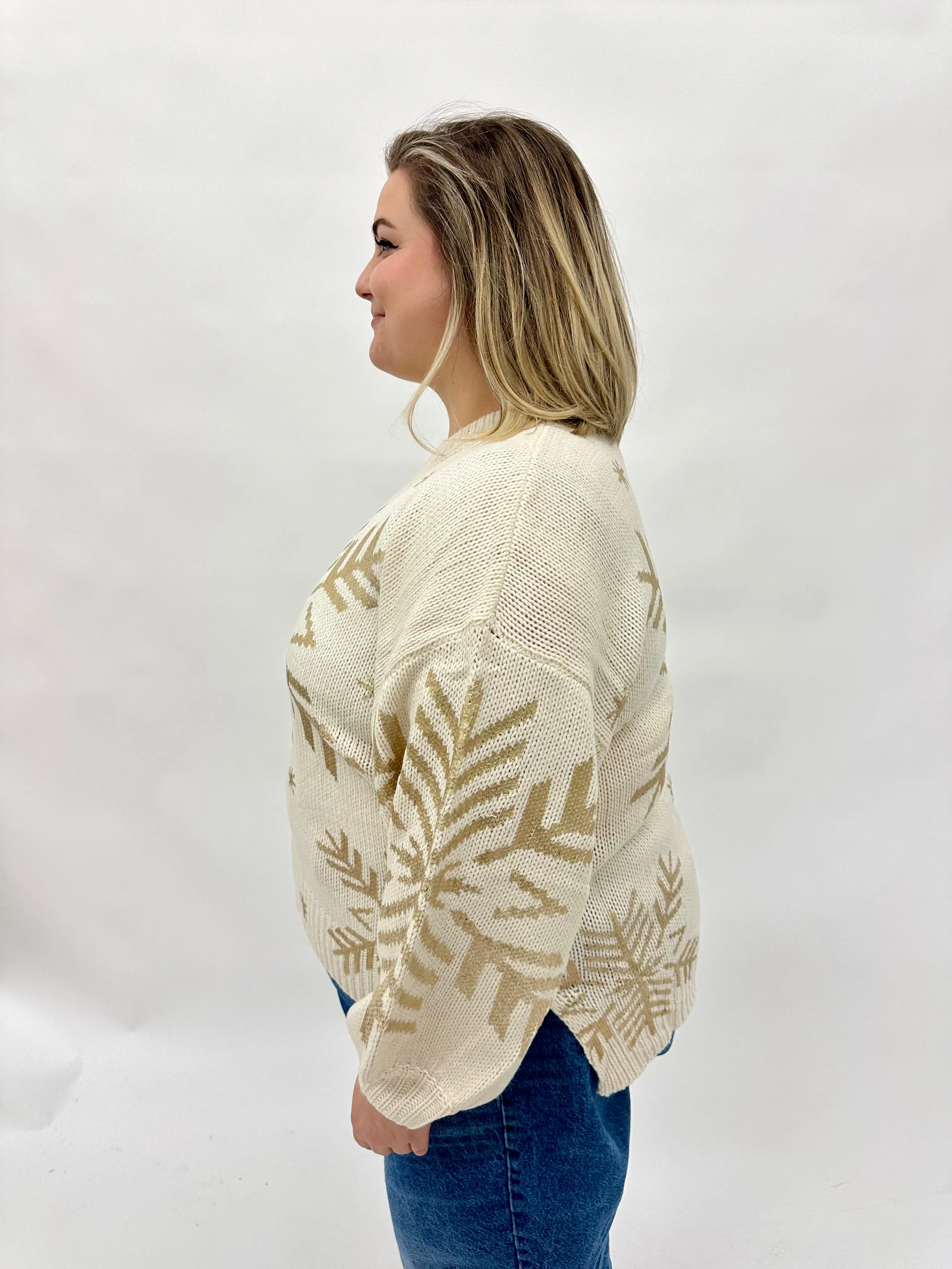 Curvy Foil Snowflake Sweater
