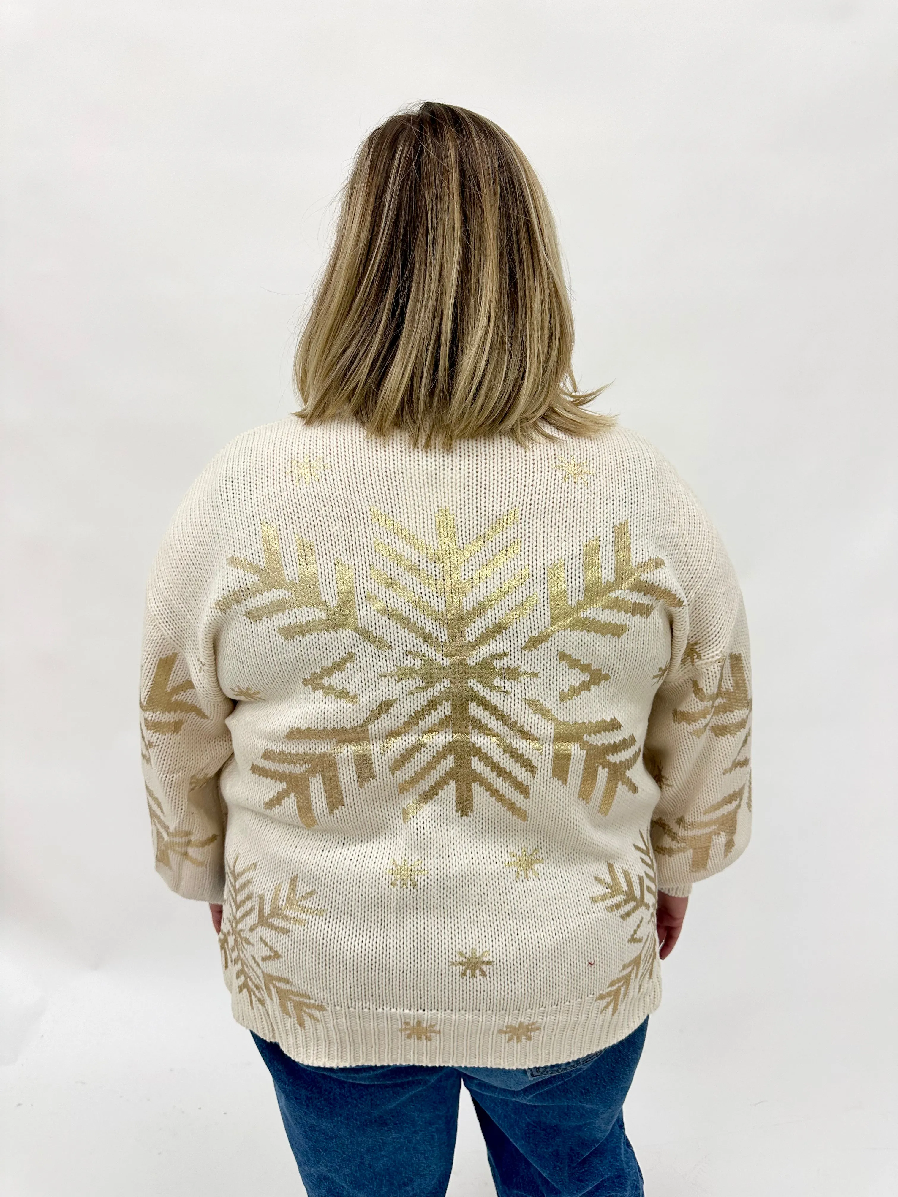 Curvy Foil Snowflake Sweater