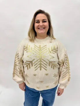 Curvy Foil Snowflake Sweater