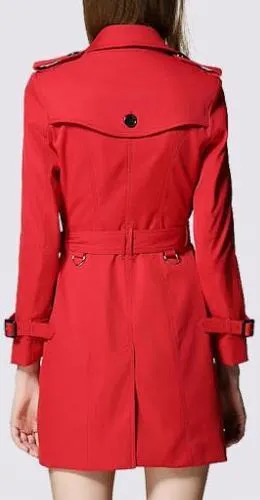 Double-Breasted Trench Coat in Hot Pepper Red