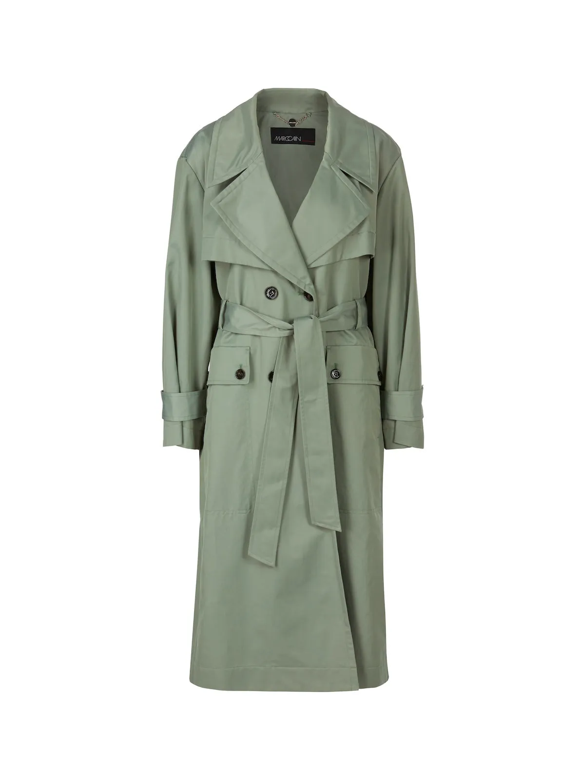 Frozen Sage Cotton Blend Trench Coat