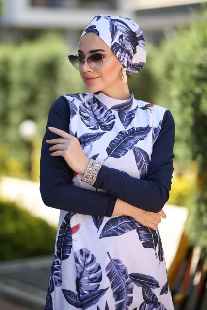 Green Leaves Muslim Burkini Swimming Suit