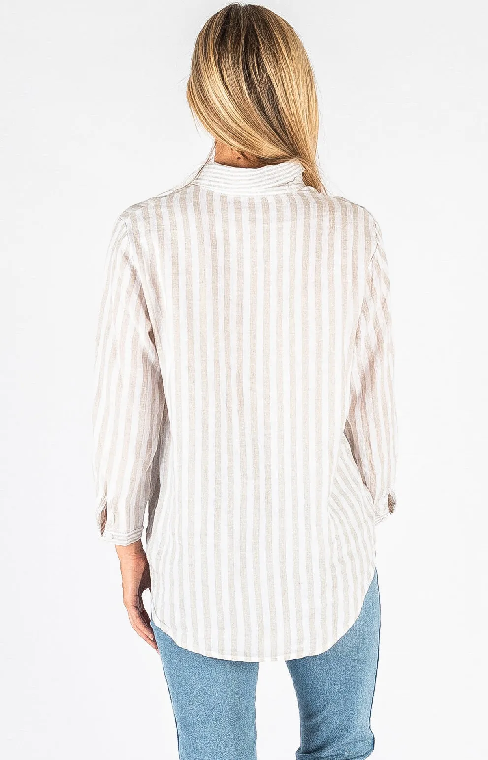 Hyatt Linen Natural Stripe Shirt