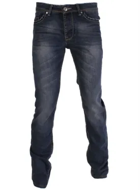 Mens Relaxed fit straight leg Casual blue jeans.
