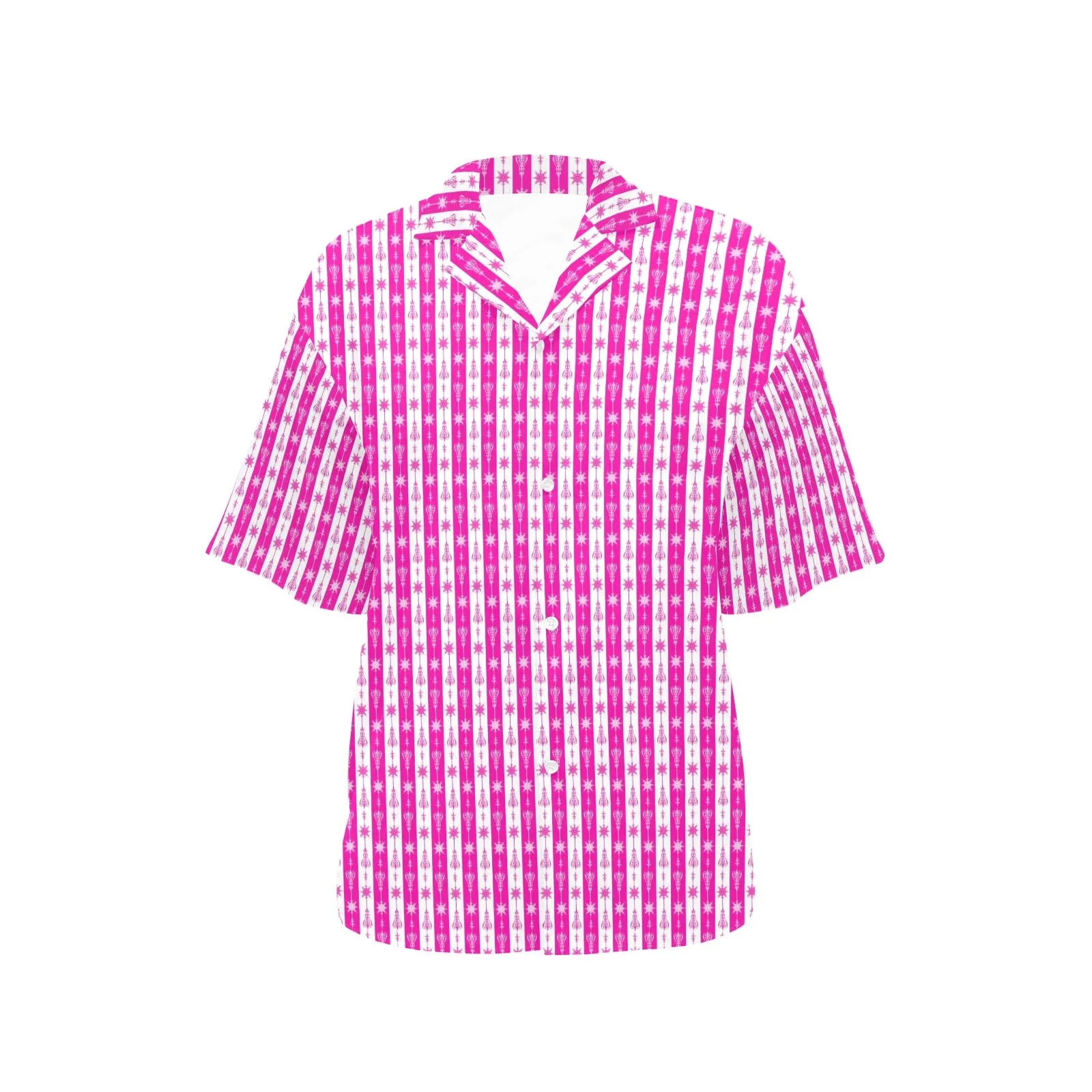 micro striped arrow fuchsia print 2 All Over Print Hawaiian Shirt for Women (Model T58)