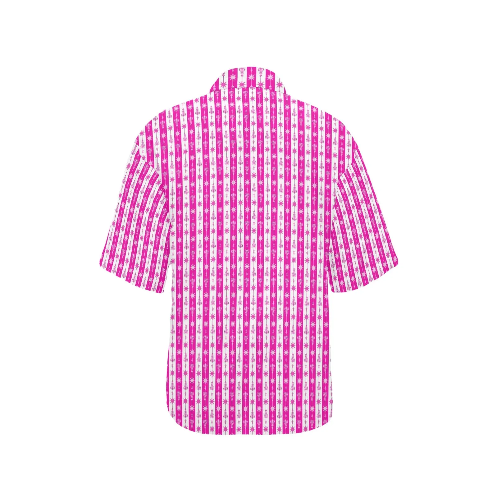micro striped arrow fuchsia print 2 All Over Print Hawaiian Shirt for Women (Model T58)