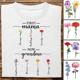 Mother - First Mom Now Grandma - Personalized T-shirt (L)