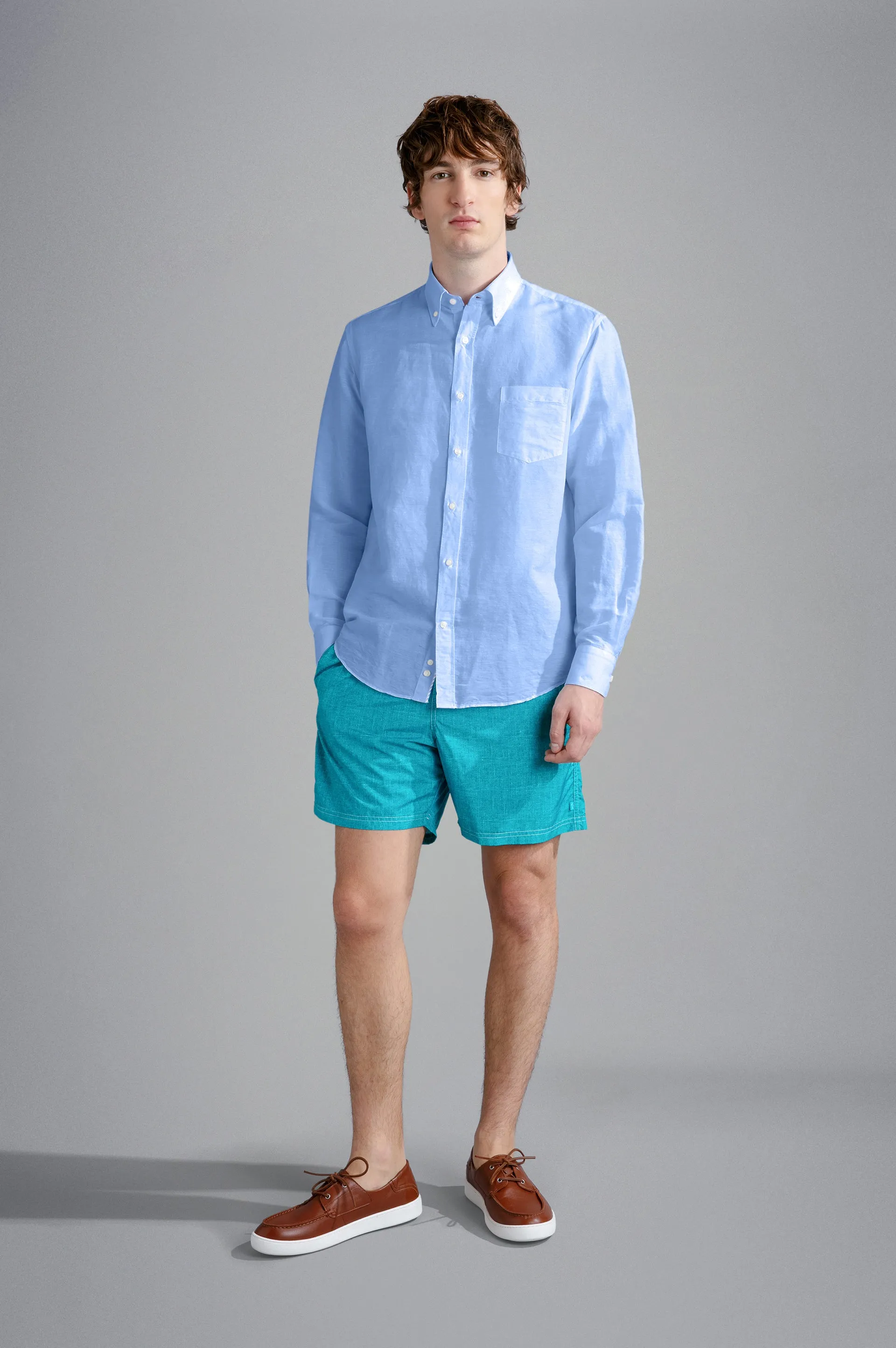 Paul & Shark Linen and Cotton Shirt | Light Blue