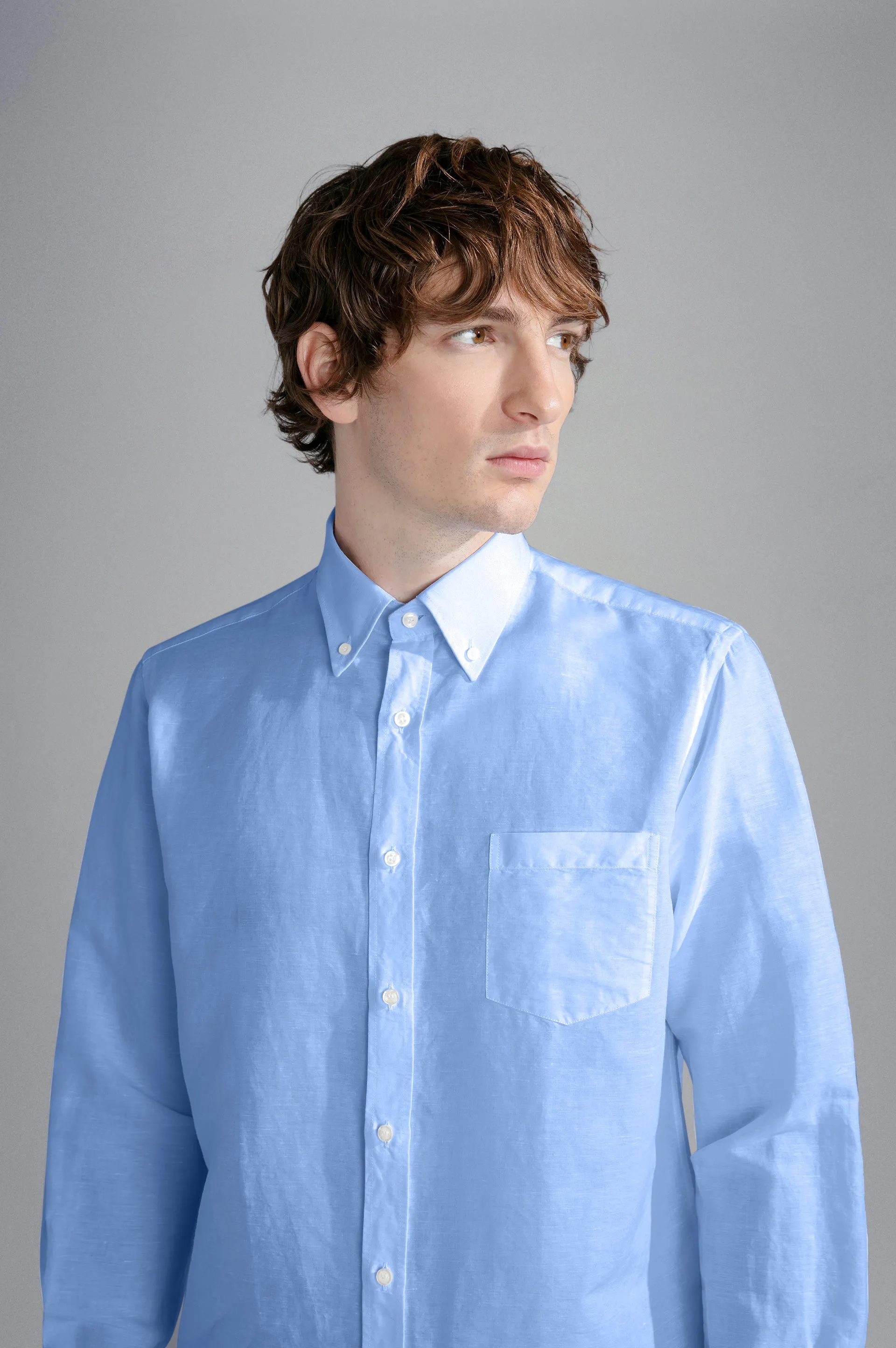 Paul & Shark Linen and Cotton Shirt | Light Blue