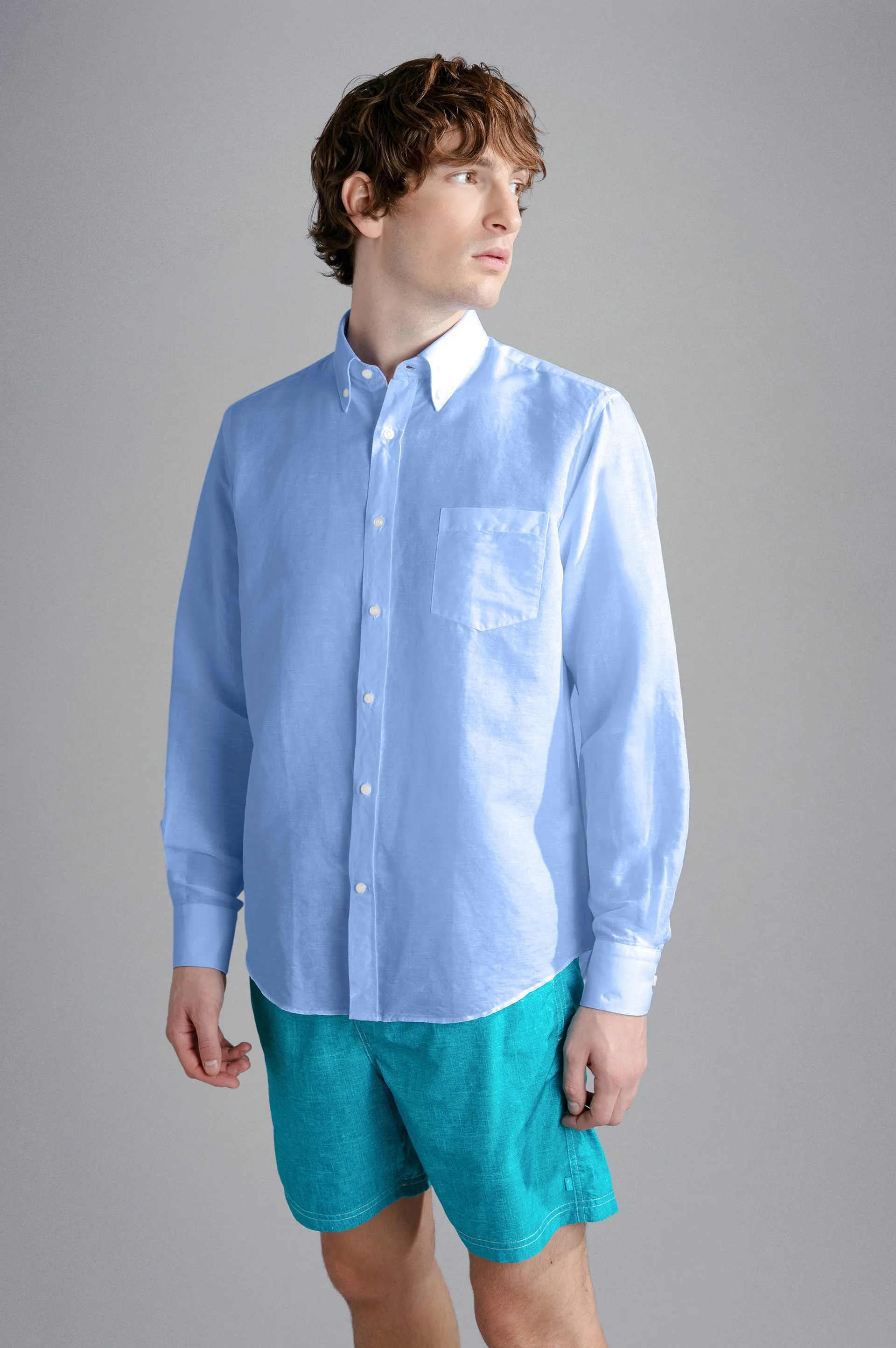 Paul & Shark Linen and Cotton Shirt | Light Blue