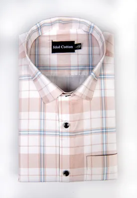 Pure cotton Paul smith print Check white with peetch colour