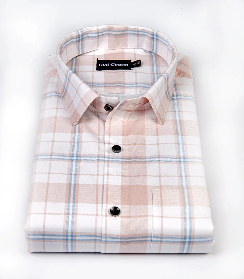 Pure cotton Paul smith print Check white with peetch colour