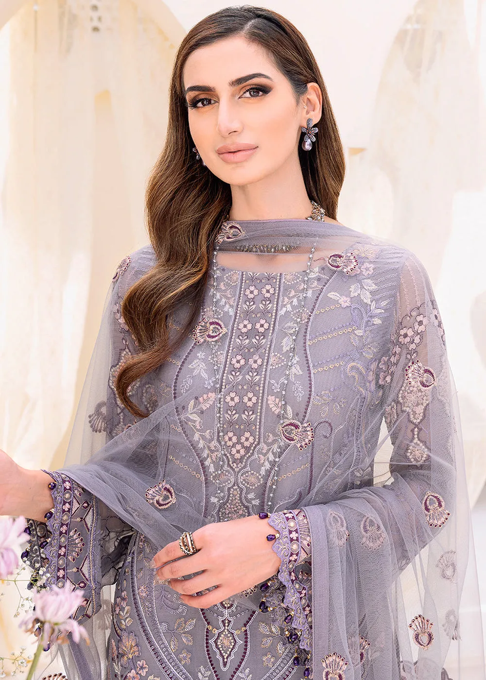 Purple Embroidered Suit - Ramsha Chiffon Vol 23 - #F-2310