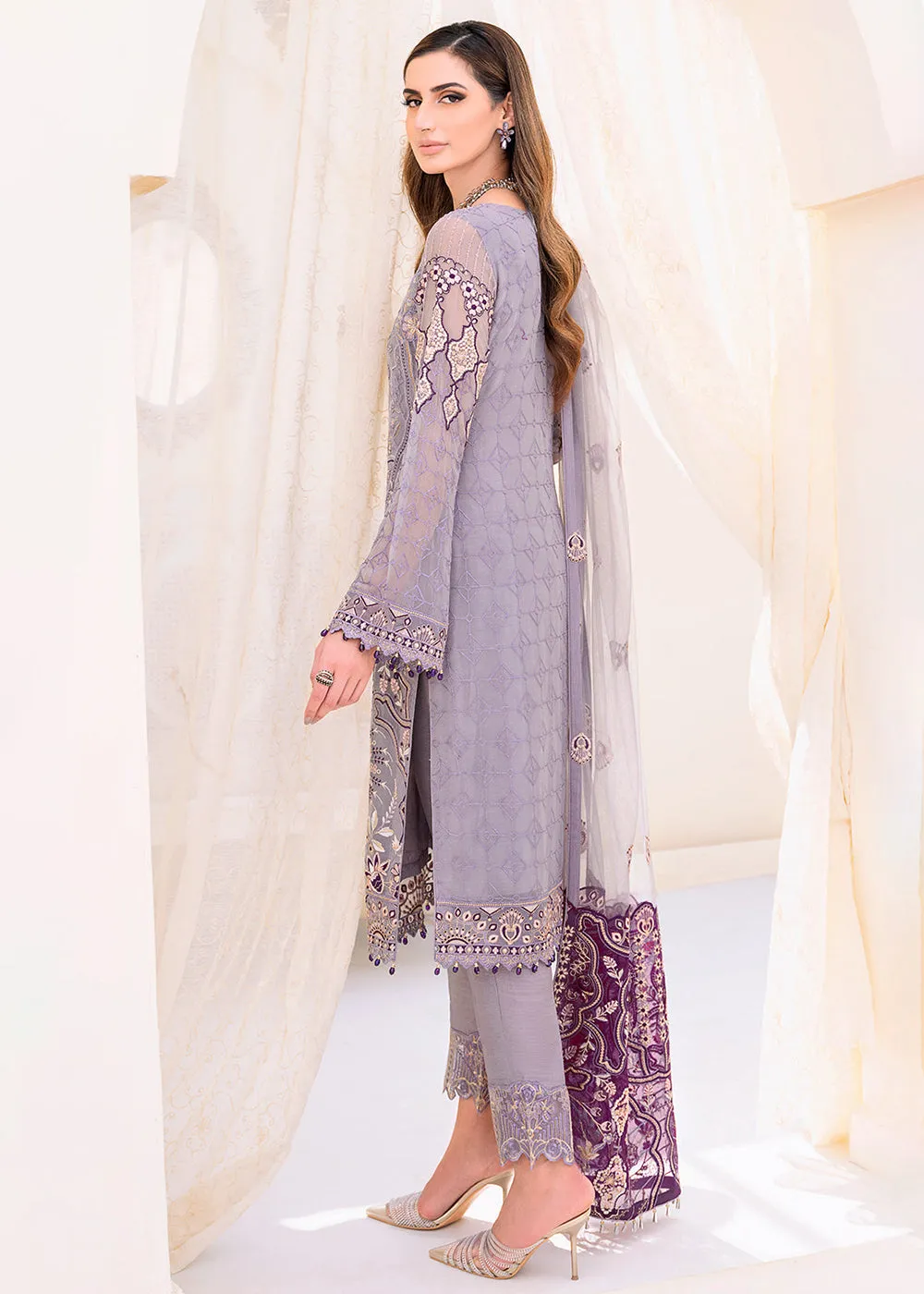 Purple Embroidered Suit - Ramsha Chiffon Vol 23 - #F-2310