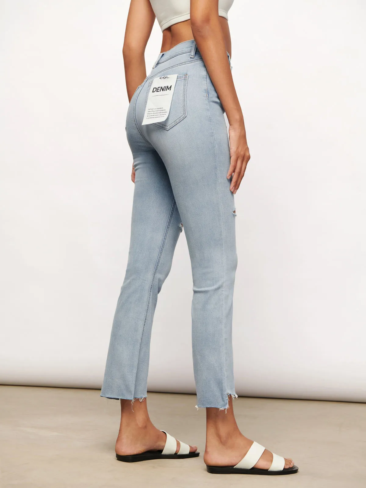 Ripped Straight Leg Jeans
