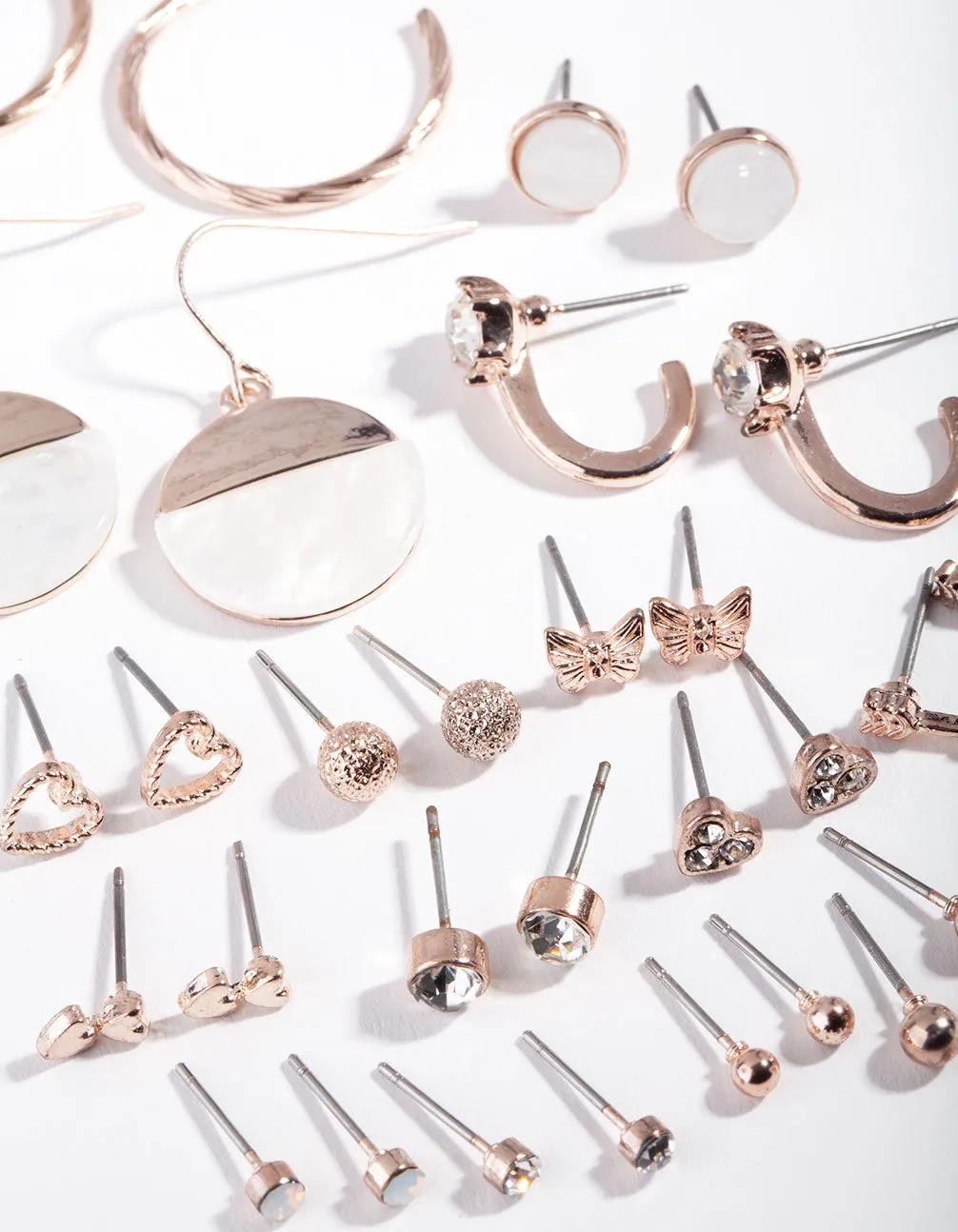 Rose Gold Mixed Heart Earring 16-Pack