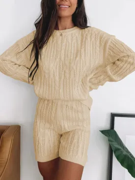 Simple Casual Loose Loungewear Knitted Suit