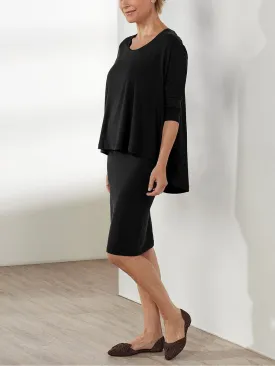Simple Casual Loose Round Neck Top Skirt Suit
