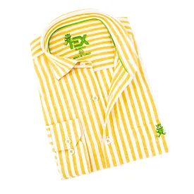 Stanford Stripe FROG Linen Shirt - Yellow