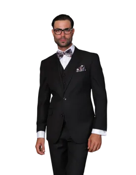 Statement Black Men’s Tailored-Fit 3Pc Suit Vested 100% Wool