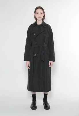 STELLA - Nylon Trench Coat in Black