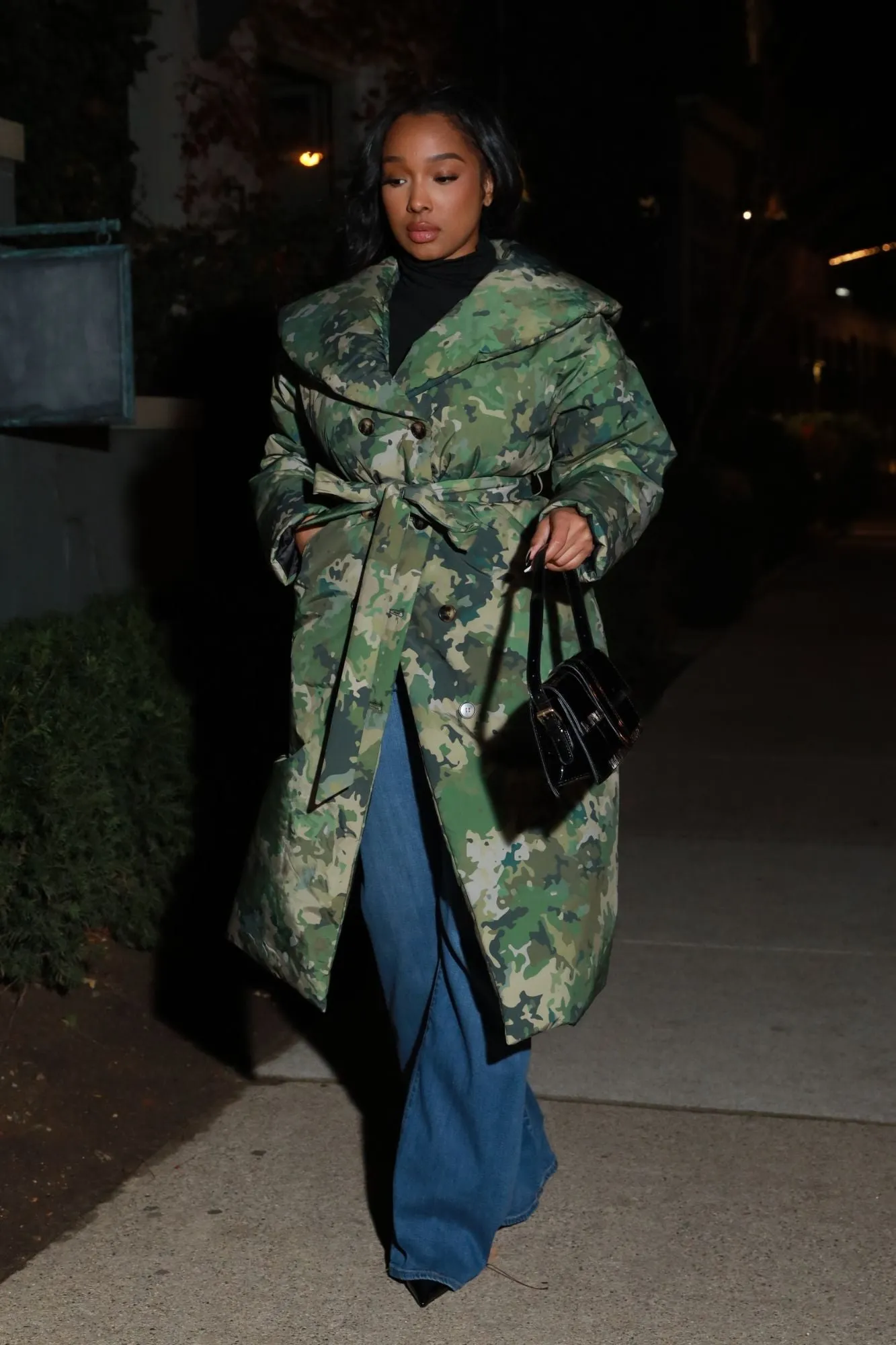 Talk Your Talk Padded Trench Coat - Olive Camouflage
