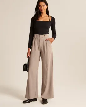 Taupe Wide-Leg Pants