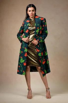 Trench coat with bodycon dress