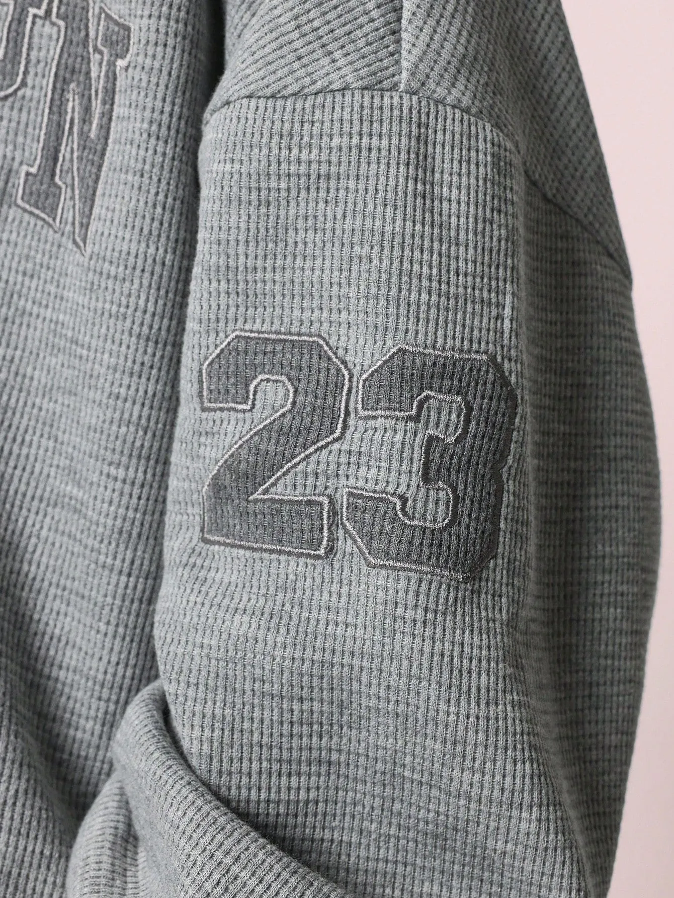 Tween Boys Comfy Waffle Embroidered Applique Sweatshirt And Slim Fit Jogger 2 Piece Set