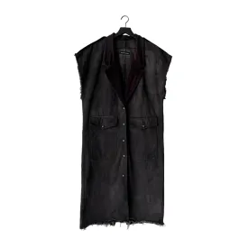 Vintage Denim Sleeveless Duster Coat in Midnight / SMALL - LARGE