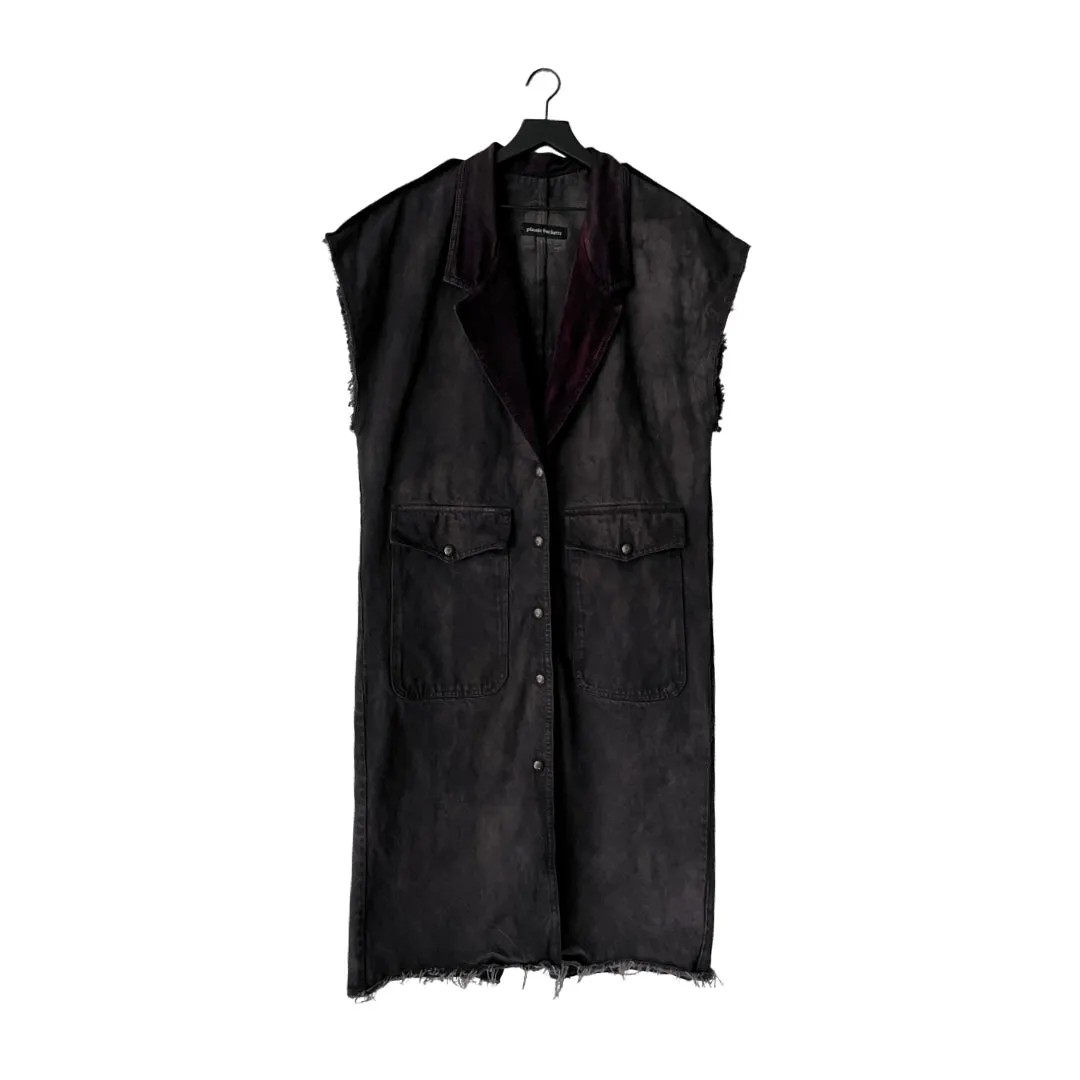 Vintage Denim Sleeveless Duster Coat in Midnight / SMALL - LARGE