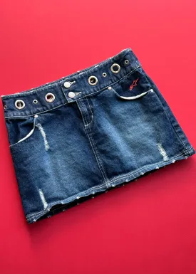 Y2k Grommet Denim Mini Skirt