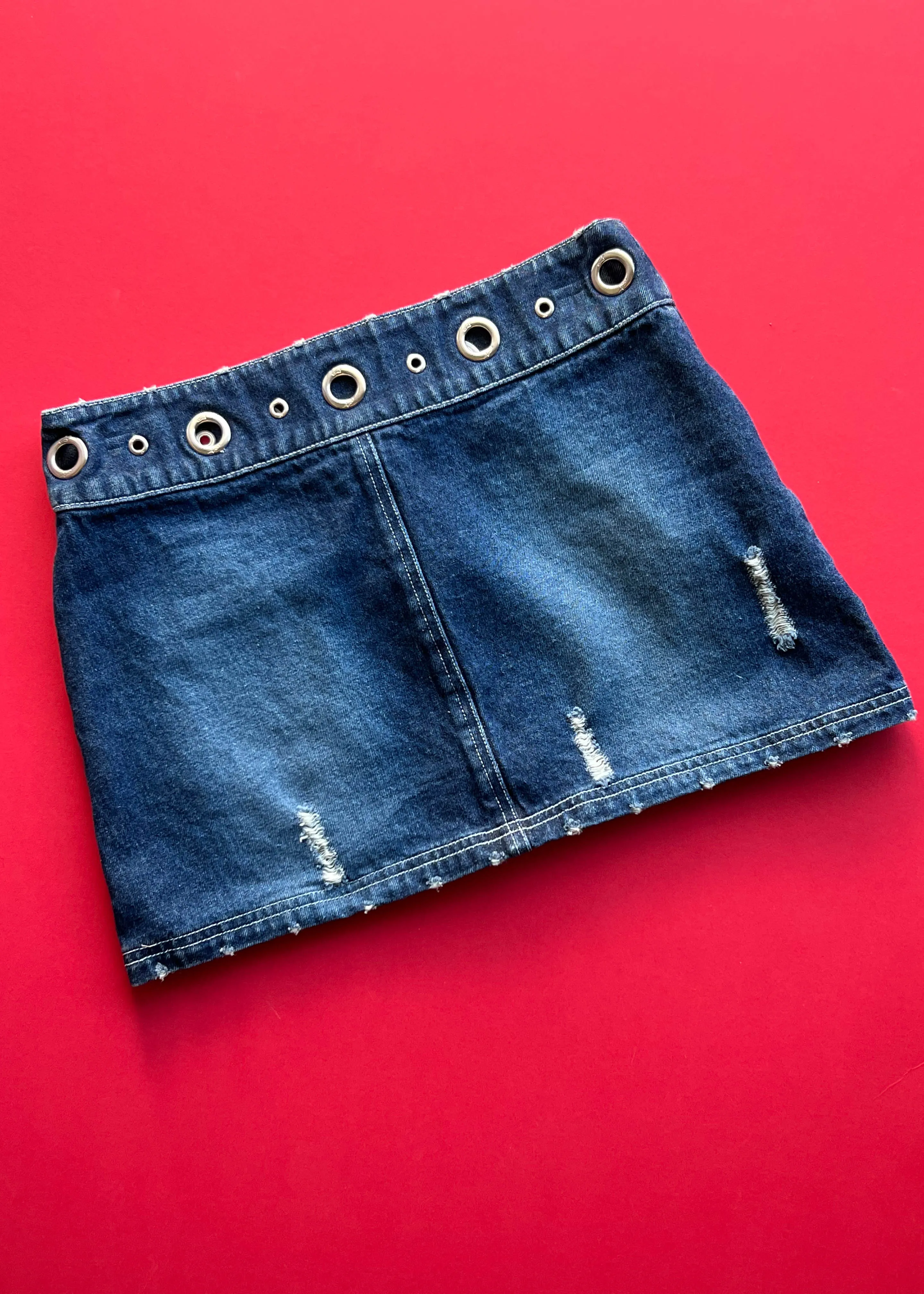 Y2k Grommet Denim Mini Skirt